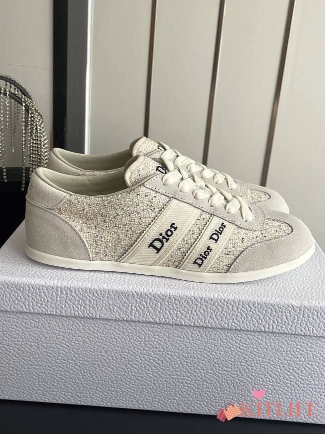 Kitlife Dior Ribbon Sneaker Cream Suede Calfskin and Tweed  - 1