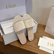 Kitlife Dior Dioriviera Médaillon Slide Cream Embroidered Cotton and Calfskin - 4