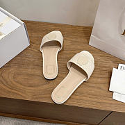Kitlife Dior Dioriviera Médaillon Slide Cream Embroidered Cotton and Calfskin - 3