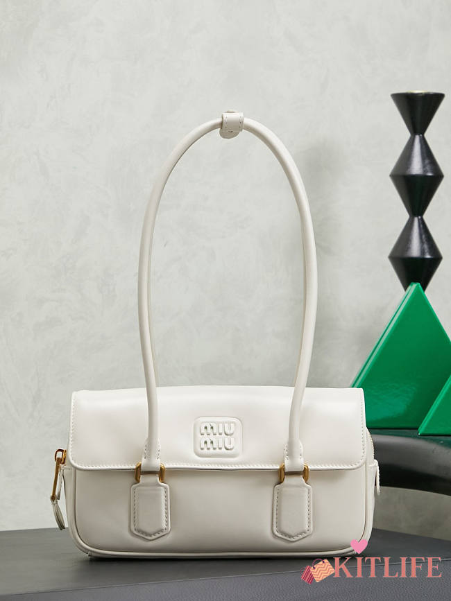 Kitlife Miu Miu Arcadie Leather Bag White 5BD282 24 x11.5x 5cm  - 1