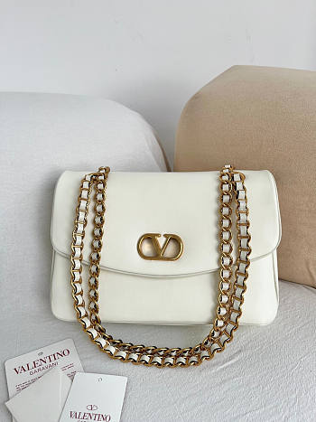 Kitlife Valentino Garavani Djuna Medium Chain Bag In White Nappa Leather 26.5x17x7cm 
