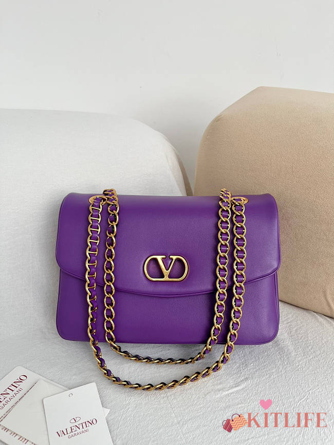 Kitlife Valentino Garavani Djuna Medium Chain Bag In Purple Nappa Leather 26.5x17x7cm  - 1