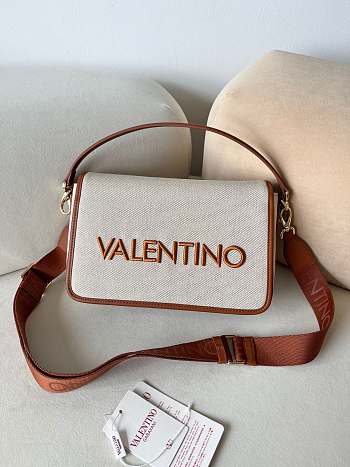 Kitlife Valentino Garavani  Chelsea Re Flap Bag Beige Canvas & Brown 18x28x8cm