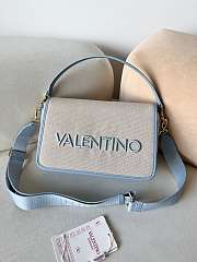 Kitlife Valentino Garavani Chelsea Re Flap Bag Beige Canvas & Blue 18x28x8cm - 1
