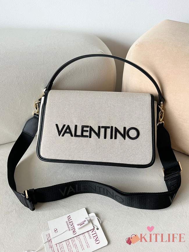 Kitlife Valentino Garavani Chelsea Re Flap Bag Beige Canvas & Black 18x28x8cm - 1