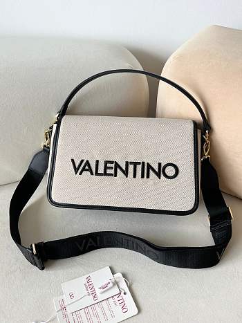 Kitlife Valentino Garavani Chelsea Re Flap Bag Beige Canvas & Black 18x28x8cm