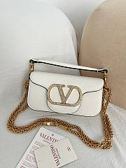Kitlife Valentino Garavani Locò Small Shoulder Bag White With Jewel Logo Gold Hardware 20x11x5cm - 1