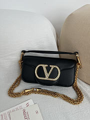 Kitlife Valentino Garavani Locò Small Shoulder Bag Black With Jewel Logo Gold Hardware 20x11x5cm - 1
