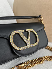 Kitlife Valentino Garavani Locò Small Shoulder Bag Black With Jewel Logo Gold Hardware 20x11x5cm - 2