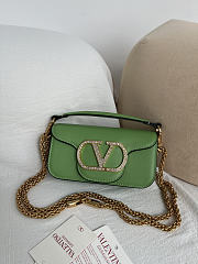Kitlife Valentino Garavani Locò Small Shoulder Bag Green With Jewel Logo Gold Hardware 20x11x5cm  - 1