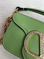Kitlife Valentino Garavani Locò Small Shoulder Bag Green With Jewel Logo Gold Hardware 20x11x5cm  - 5