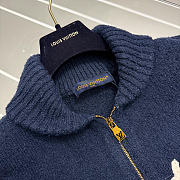 Kitlife Louis Vuitton Logo Zip-Up Knit Cardigan Dark Blue - 6