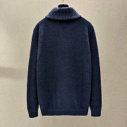 Kitlife Louis Vuitton Logo Zip-Up Knit Cardigan Dark Blue - 5