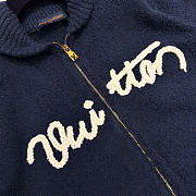 Kitlife Louis Vuitton Logo Zip-Up Knit Cardigan Dark Blue - 3