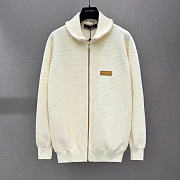 Kitlife Louis Vuitton Zipped Intarsia Track Cardigan Cream - 1