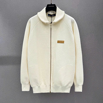 Kitlife Louis Vuitton Zipped Intarsia Track Cardigan Cream