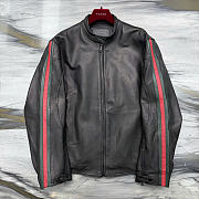 Kitlife Gucci Leather Biker Jacket With Web Detail Black - 1