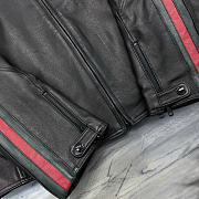 Kitlife Gucci Leather Biker Jacket With Web Detail Black - 3