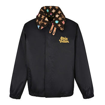 Kitlife Louis Vuitton x Tyler 24SS Monogram Jacket Black with Detachable Faux Fur Collar