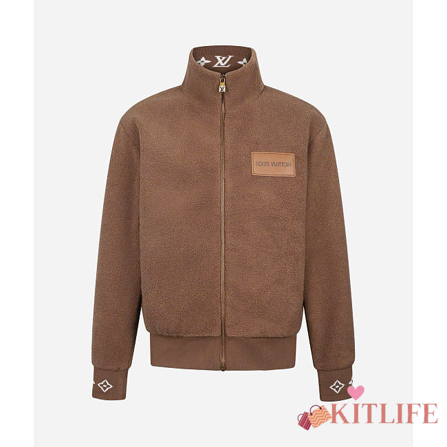 Kitlife Louis Vuitton Brown Leather Patch Fleece Blouson - 1