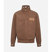 Kitlife Louis Vuitton Brown Leather Patch Fleece Blouson - 1