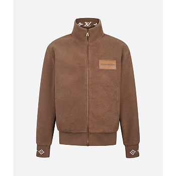 Kitlife Louis Vuitton Brown Leather Patch Fleece Blouson