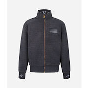 Kitlife Louis Vuitton Black Leather Patch Fleece Blouson - 1