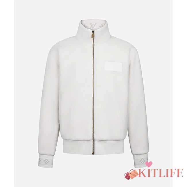 Kitlife Louis Vuitton White Leather Patch Fleece Blouson - 1