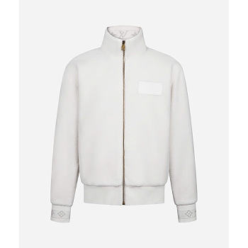 Kitlife Louis Vuitton White Leather Patch Fleece Blouson