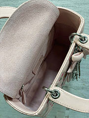 Kitlife Dior Dioramour Lady Bag Pink Cannage Lambskin Embroidered with Multicolor Doves & Roses Motif 20x17x8cm - 6