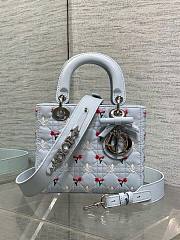 Kitlife Dior Dioramour Lady Bag White Cannage Lambskin Embroidered with Multicolor Doves & Roses Motif 20x17x8cm - 1
