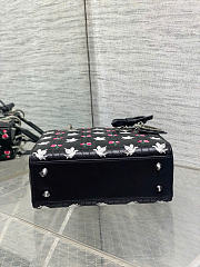 Kitlife Dior Dioramour Lady Bag Black Cannage Lambskin Embroidered with Multicolor Doves & Roses Motif 20x17x8cm  - 6