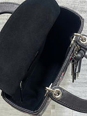 Kitlife Dior Dioramour Lady Bag Black Cannage Lambskin Embroidered with Multicolor Doves & Roses Motif 20x17x8cm  - 2