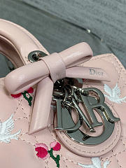Kitlife Dior Lady D-Joy Bag Pink Cannage Lambskin Embroidered with Multicolor Doves & Roses Motif 22x6x12cm - 6