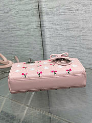 Kitlife Dior Lady D-Joy Bag Pink Cannage Lambskin Embroidered with Multicolor Doves & Roses Motif 22x6x12cm - 5