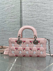Kitlife Dior Lady D-Joy Bag Pink Cannage Lambskin Embroidered with Multicolor Doves & Roses Motif 22x6x12cm - 3