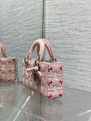 Kitlife Dior Lady D-Joy Bag Pink Cannage Lambskin Embroidered with Multicolor Doves & Roses Motif 22x6x12cm - 2