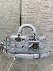 Kitlife Dior Lady D-Joy Bag White Cannage Lambskin Embroidered with Multicolor Doves & Roses Motif 22x6x12cm  - 1