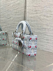 Kitlife Dior Lady D-Joy Bag White Cannage Lambskin Embroidered with Multicolor Doves & Roses Motif 22x6x12cm  - 5