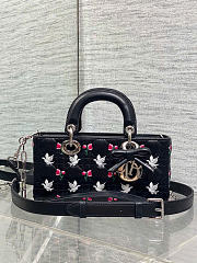 Kitlife Dior Lady D-Joy Bag Black Cannage Lambskin Embroidered with Multicolor Doves & Roses Motif 22x6x12cm  - 1