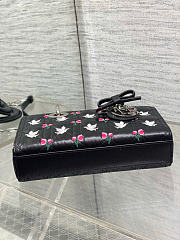 Kitlife Dior Lady D-Joy Bag Black Cannage Lambskin Embroidered with Multicolor Doves & Roses Motif 22x6x12cm  - 6