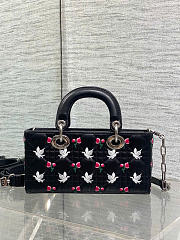 Kitlife Dior Lady D-Joy Bag Black Cannage Lambskin Embroidered with Multicolor Doves & Roses Motif 22x6x12cm  - 2