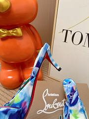 Kitlife Christian Louboutin Mulazee 60 Crepe De Chine Heel Mules Blue - 2