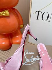 Kitlife Christian Louboutin 60 Mulazee Bow-embellished Mules Pink Satin  - 6