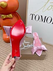 Kitlife Christian Louboutin 60 Mulazee Bow-embellished Mules Pink Satin  - 4