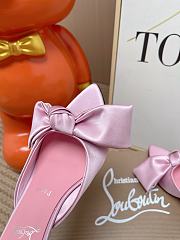 Kitlife Christian Louboutin 60 Mulazee Bow-embellished Mules Pink Satin  - 3
