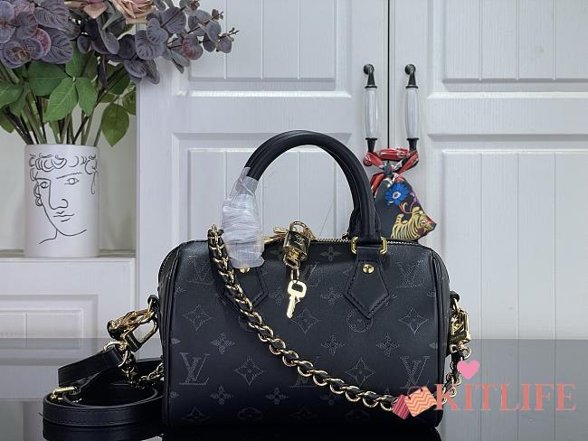 Kitlife Louis Vuitton Speedy Bandoulière 20 Handbag Black M3A079 20.5x13.5x12cm - 1