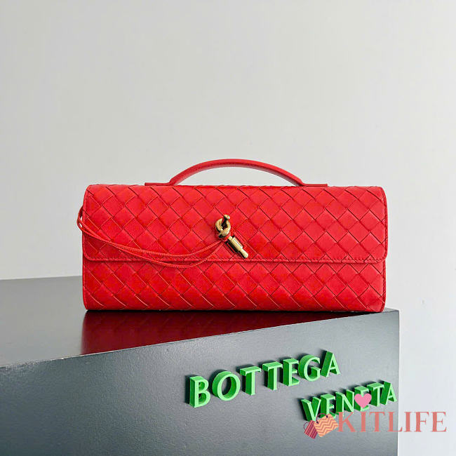 Kitlife Bottega Veneta Long Clutch Andiamo With Handle Red 31x13x3cm  - 1