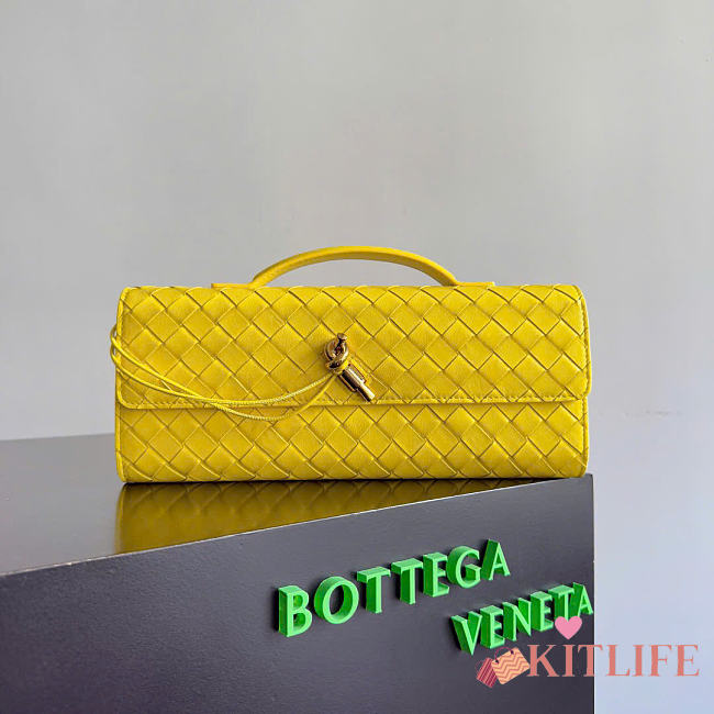Kitlife Bottega Veneta Long Clutch Andiamo With Handle Yellow 31x13x3cm - 1