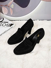 Kitlife Saint Laurent Classic Heeled Loafers Black Suede 100mm - 1
